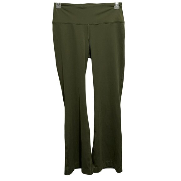 Victoria’s Secret PINK Sz L Flare Leggings Army Green High-Waisted Stretch Long - Picture 1 of 5